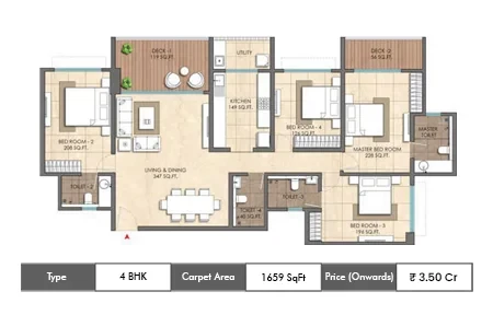 4 BHK 1659 SqFt